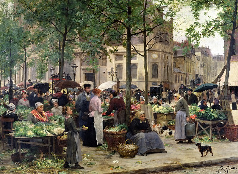 The Square in front of Les Halles, 1880. Victor Gabriel Gilbert