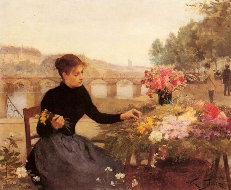 A Parisian Flower Market. Victor Gabriel Gilbert