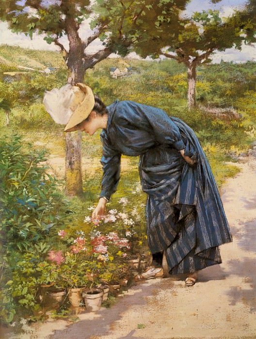 Lady In A Garden. Victor Gabriel Gilbert