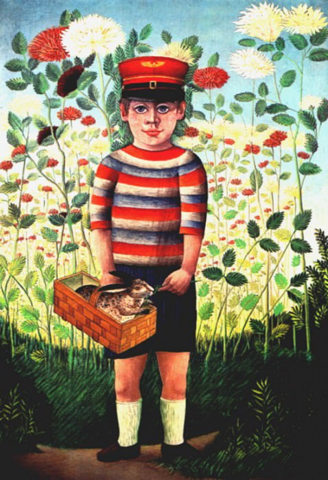lrs Gyory Stefula Young Boy With Rabbit1957. Стефула Гьори