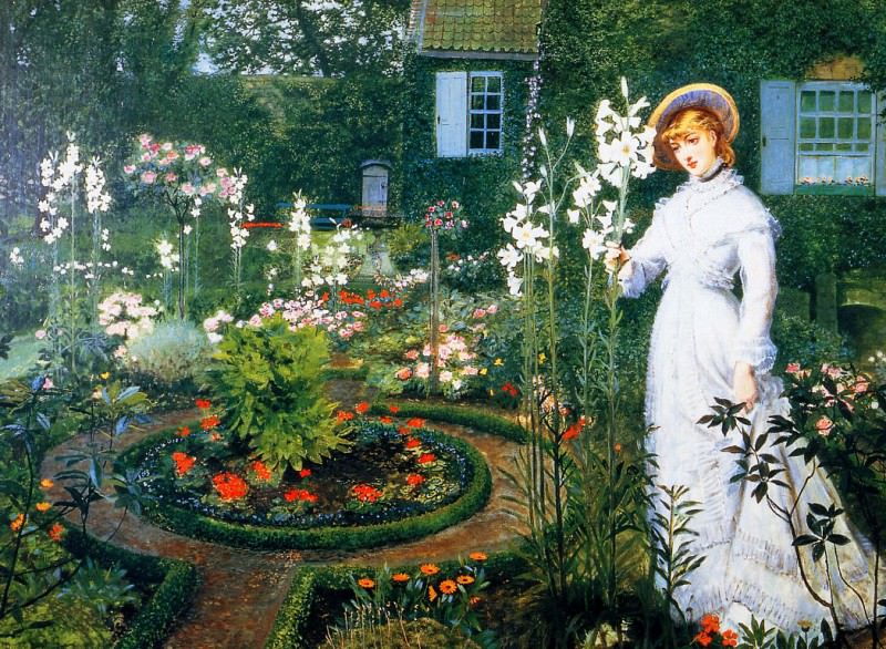Le jardin du pasteur, la reine des l. John Atkinson Grimshaw