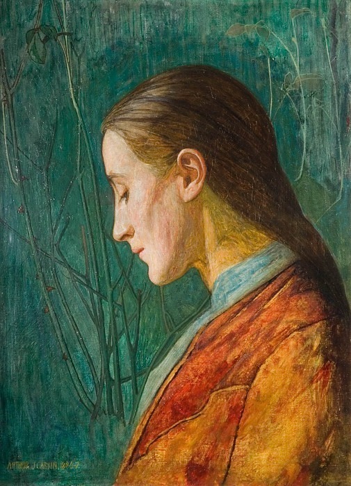 Portrait Of A Reflective Lady. Arthur Joseph Gaskin
