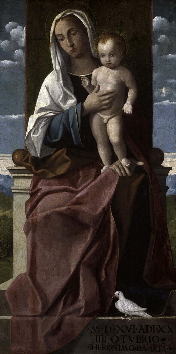 Богородица с младенцем на троне. Джироламо Галицци-да-Сантакроче