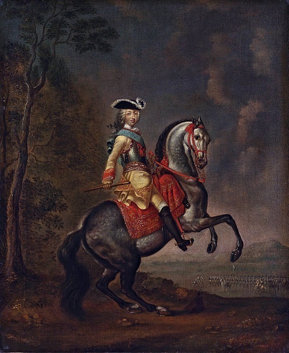 Portrait of Grand Duke Peter Fedorovich on a horse. C.1742