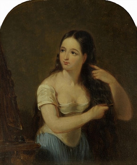 Girl Combing her Hair. James William Giles