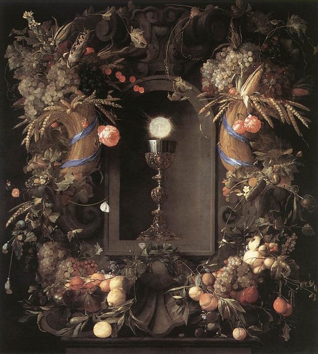 Eucharist In Fruit Wreath. Jan Davidsz De Heem
