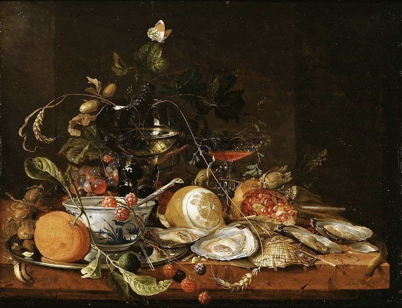 Still Life with Wine, Fruit and Oysters. Jan Davidsz De Heem
