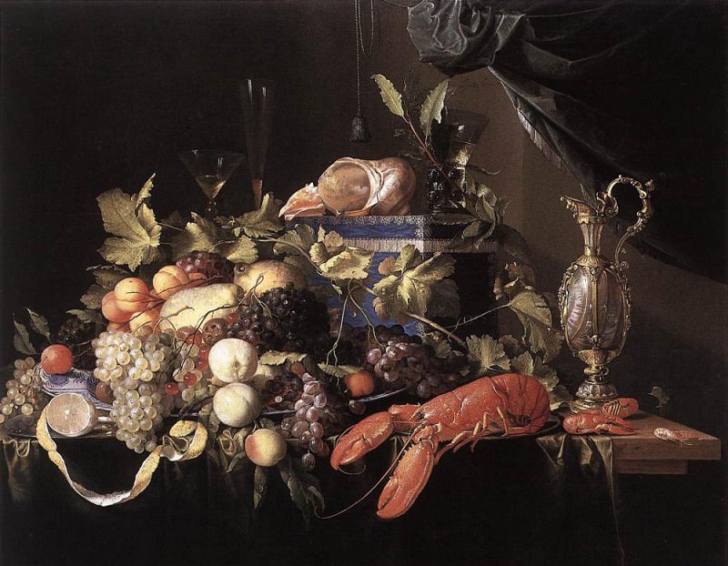 Натюрморт с фруктами и омаром. Ян Давидс де Хем