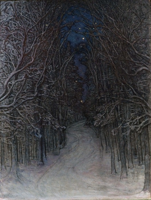 Зимняя ночь в лесу. Йохан Отто Хессельбом