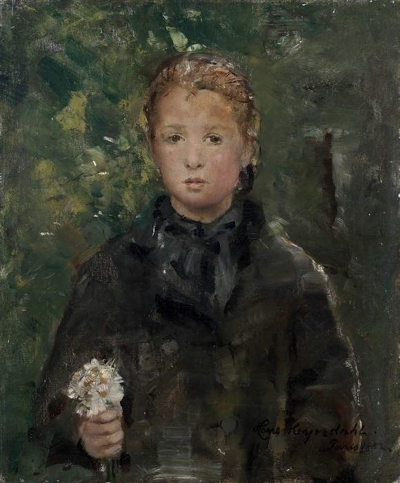 Portrait of a Girl with a Bunch of Flowers. Hans Olaf Heyerdahl