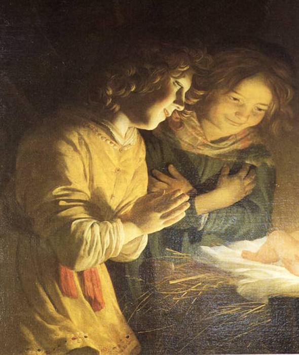 Adoration Of The Child. Gerard van Honthorst