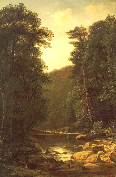 HETZEL, George, Woodland Stream, 1880, oil on canvas. Джордж Хетцель
