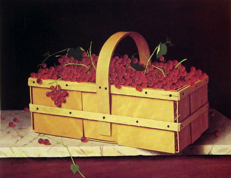 A Wooden Basket of Catawba-Grapes. William Michael Harnett
