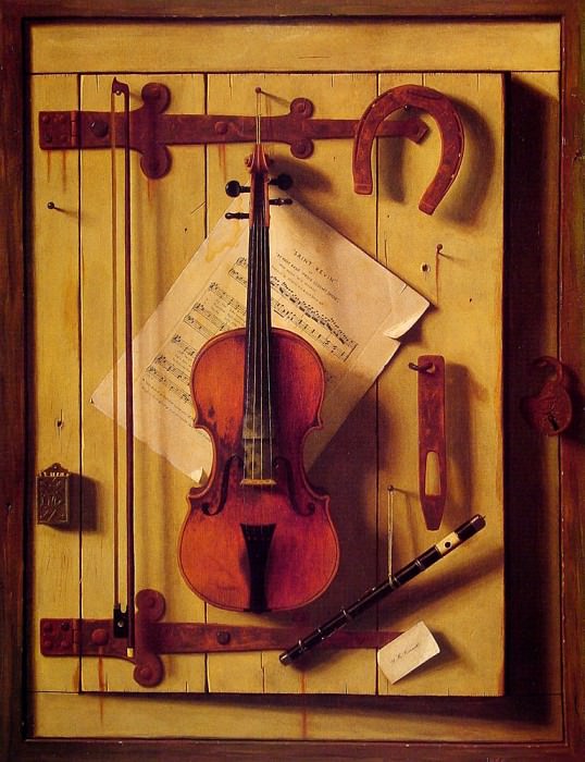 Still life Violin and Music. William Michael Harnett