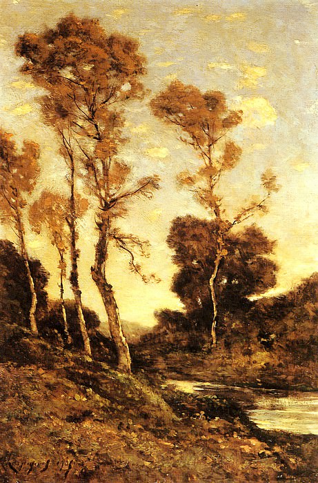 Осенний пейзаж с рекой. Анри Жозеф Арпиньи