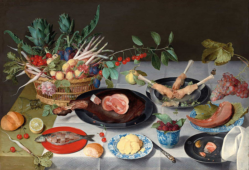 Still Life with Meat, Fish, Vegetables, and Fruit. Jacob Van Hulsdonck