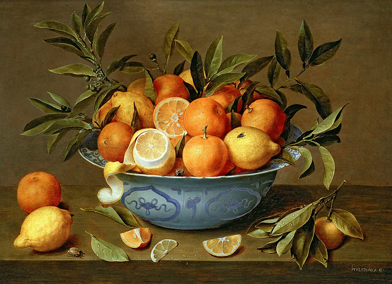 Still Life with Oranges and Lemons in a Wan-Li Porcelain Dish. Jacob Van Hulsdonck