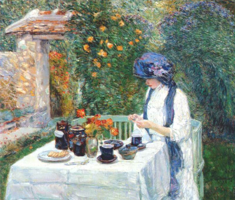 the terre-cuite tea set (french tea garden) 1910. Childe Frederick Hassam