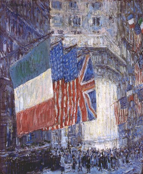 avenue of the allies (flags on the waldorf) 1917. Childe Frederick Hassam