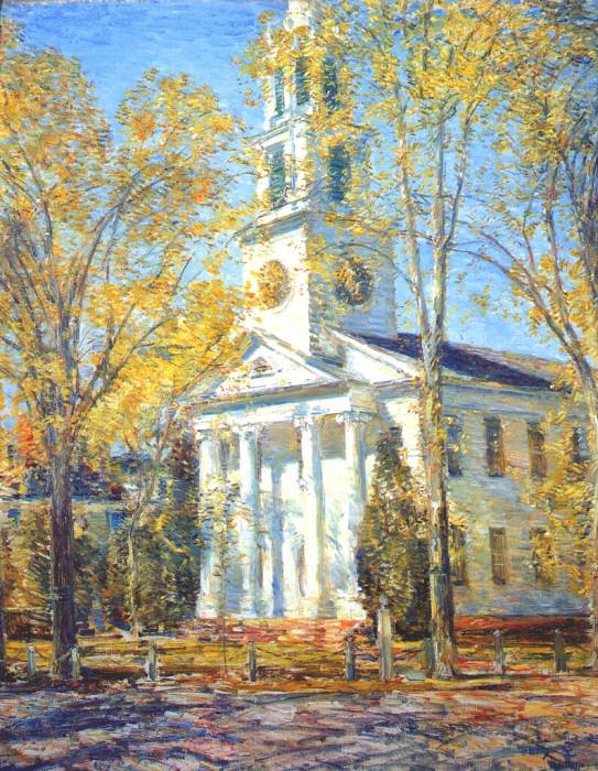 church at old lyme 1906. Childe Frederick Hassam