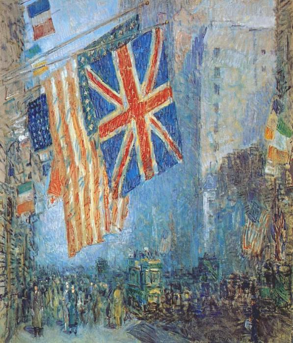 the union jack, april morning 1918. Childe Frederick Hassam