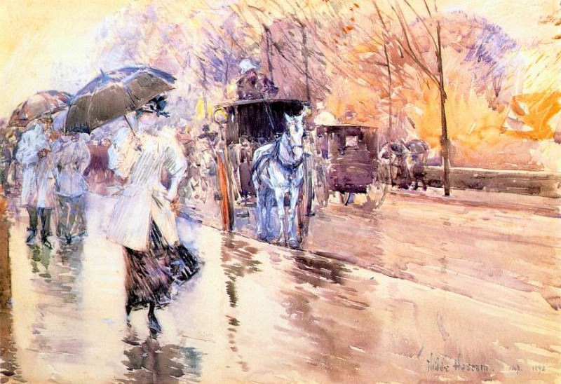 rainy day on fifth avenue 1893. Childe Frederick Hassam