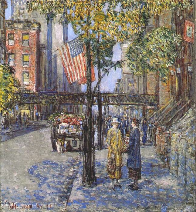 flags on the friars club 1918. Childe Frederick Hassam