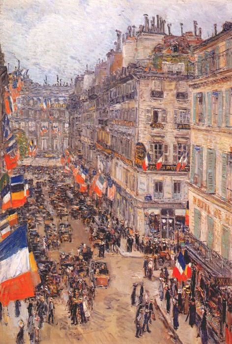 july fourteenth, rue daunou 1910. Childe Frederick Hassam