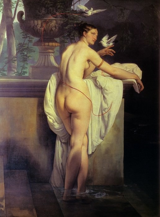 Venus Playing With Two Doves. Francesco Hayez