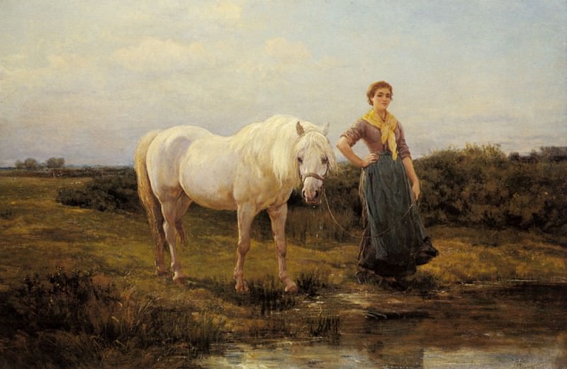 Noonday Taking A Horse To Water. Heywood Hardy