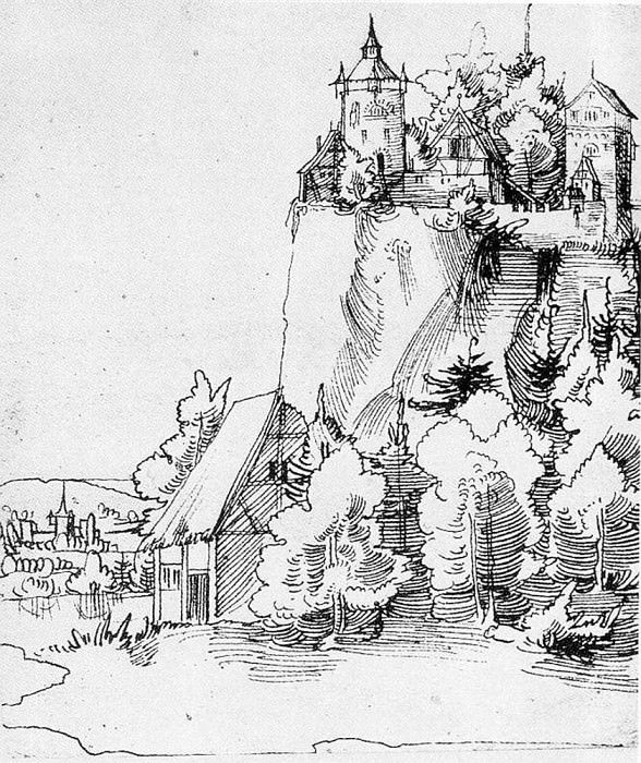 HUBER Wolf Landscape with Castle. Вольфганг Хубер