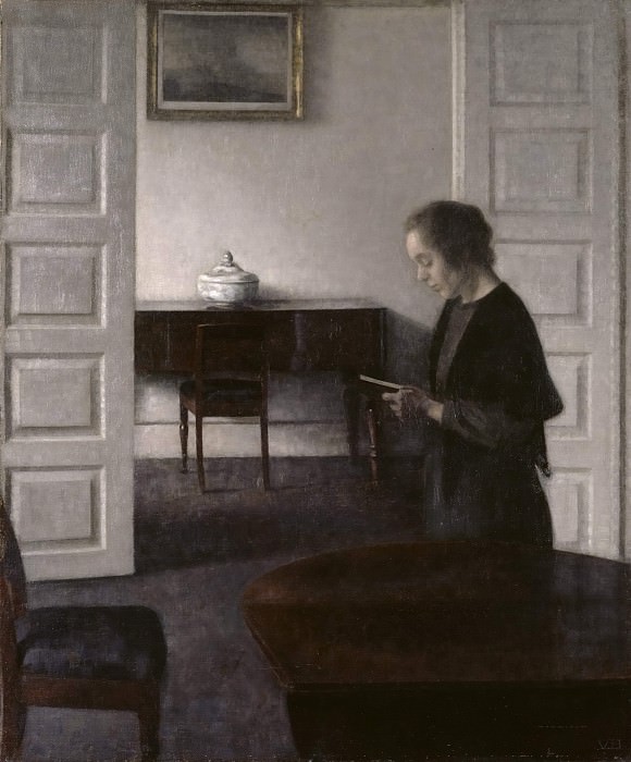 Interior with a Reading Lady. Vilhelm Hammershoi
