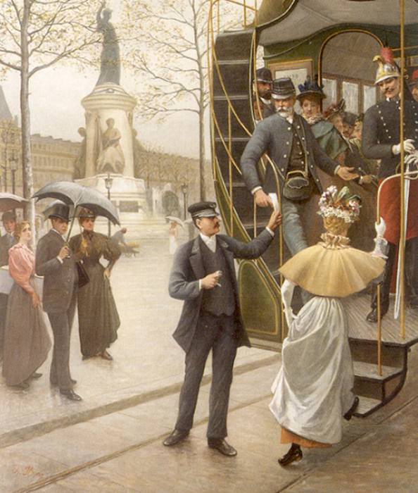 Houry Charles Borromee Aantoine Catching the Trolley. Чарльз Борромей Антуан Частый
