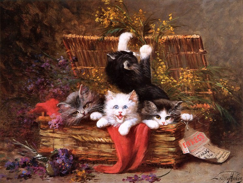Huber, Leon Charles - Kittens at Play (end. Леон Чарльз Хубер