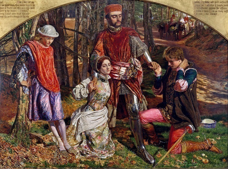 Two Gentlemen of Verona, Valentine Rescuing Sylvia From Proteus. William Holman Hunt