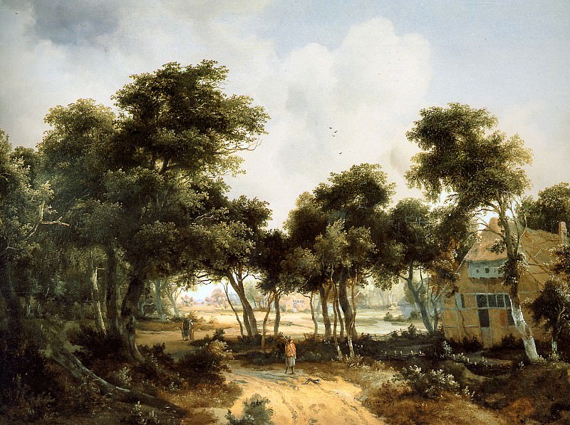 Ruined cottages in forest. Meindert Hobbema