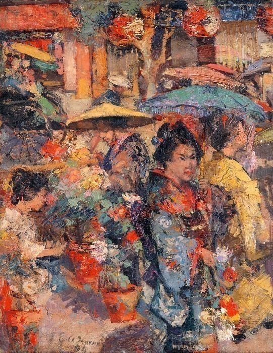 Цветочный рынок, Нагасаки. Эдвард Аткинсон Хорнел