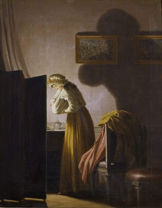 A Woman Picking Fleas by Candlelight. Pehr Hilleström