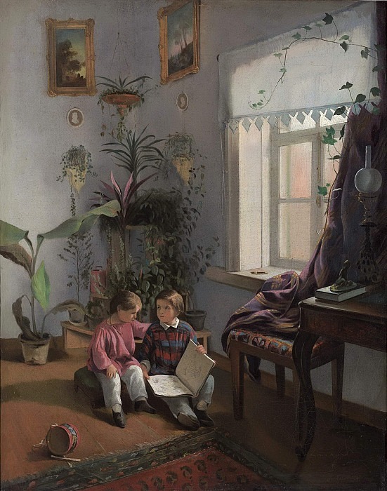 In the room (Boys viewing a picture album). Ivan Hrutsky