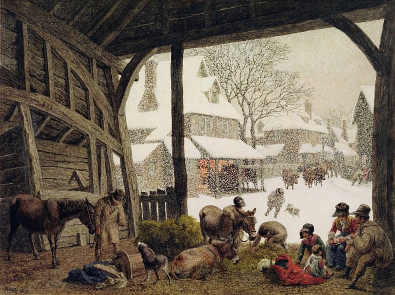 A Village Snow Scene. Robert Hills