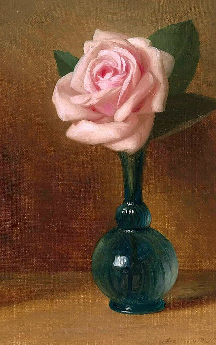 Pink Rose In A Green Vas. George Henry Hall