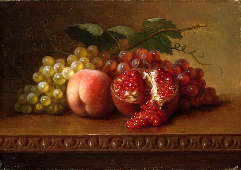 Still Life with Grapes, Peach and Pomegranates. George Henry Hall