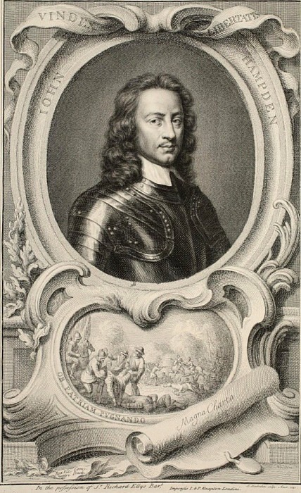 Portrait of John Hampden, illustration from Heads of Illustrious Persons of Great Britain. Jacobus Houbraken
