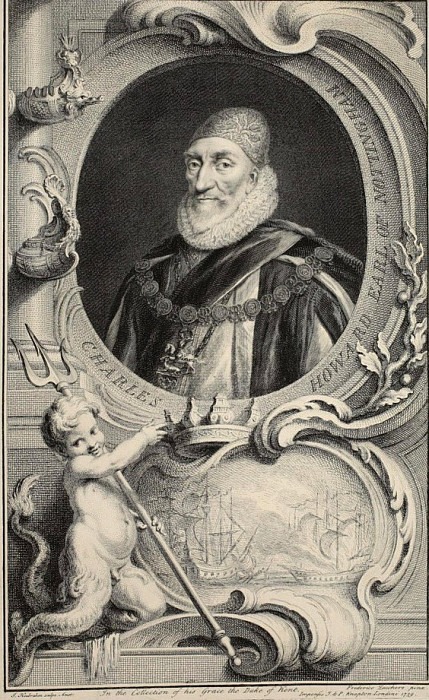 Portrait of Charles Howard, Earl of Nottingham, Jacobus Houbraken