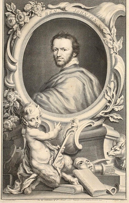 Portrait of Ben Johnson, illustration from Heads of Illustrious Persons of Great Britain. Jacobus Houbraken