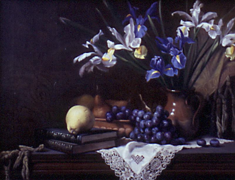 Still Life with Irises and Grapes. Maureen Hyde