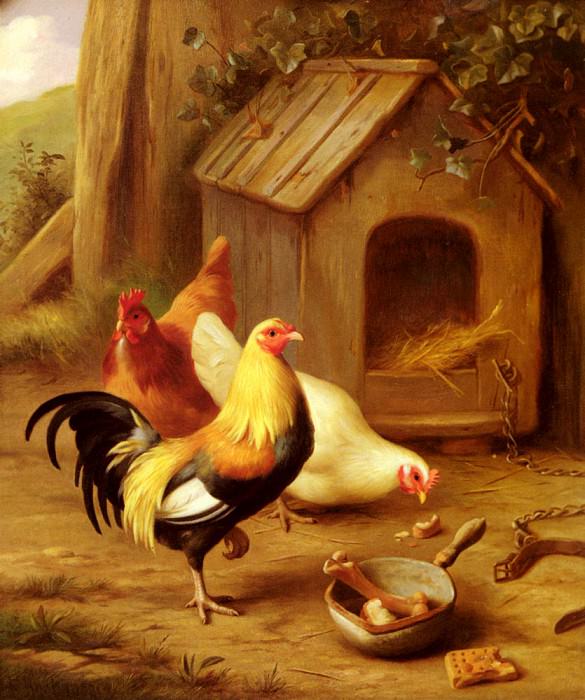 Chickens Feeding. Edgar Hunt