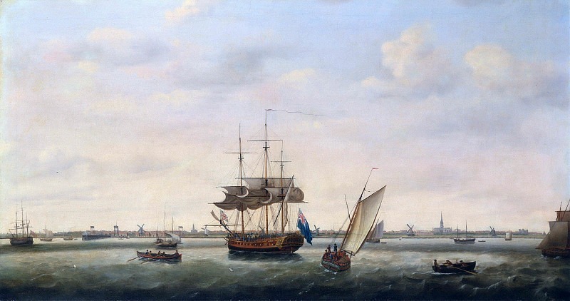 The Frigate ’Surprise’ at Anchor off Great Yarmouth, Norfolk. Francis Holman