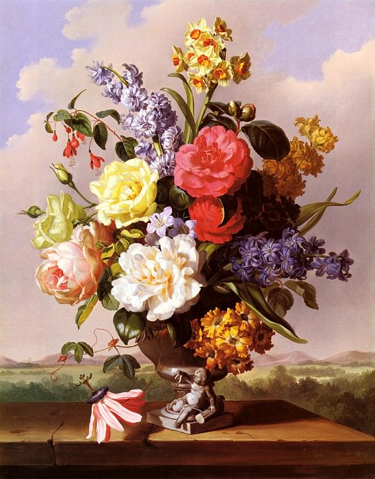 Hartinger Anton Flowers In An Urn On a Ledge. Антон Гартингера