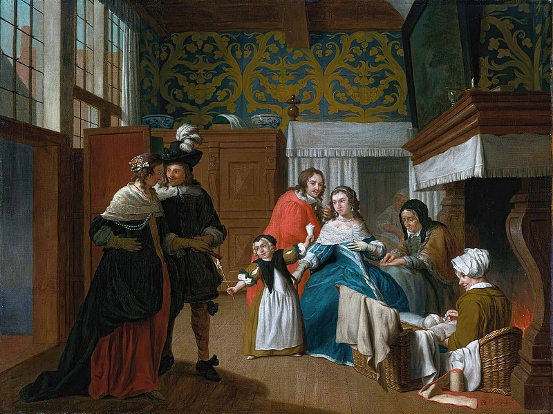 A Sick Woman With Her Family And Attendants In An Interior. Jan Josef Horemans